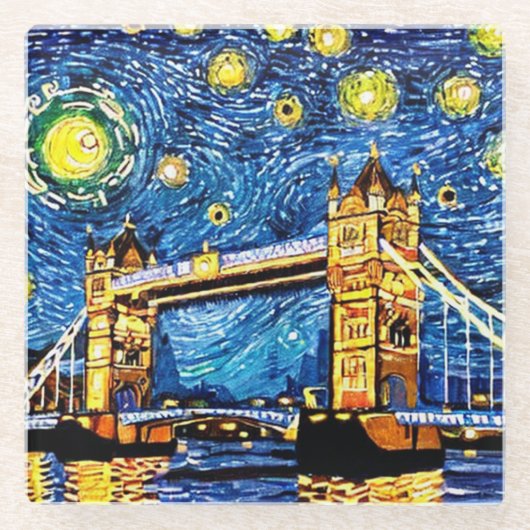 Dessous-de-verre En Verre Starry Starry Night Londres Angleterre (Devant)