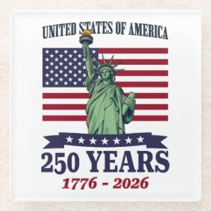Dessous-de-verre En Verre Statue de la Liberté USA 250 ans 1776-2026