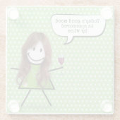 Dessous-de-verre En Verre Stick Girl with Wine and Quote (Dos)