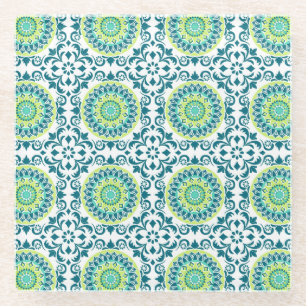 Dessous-de-verre En Verre Style Boho turquoise et vert