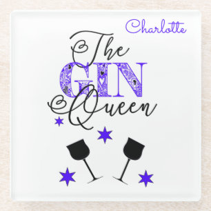Dessous-de-verre En Verre Style Gin Queen Blanc