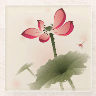 Dessous-de-verre En Verre Style oriental Lotus