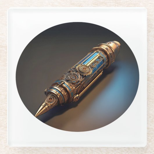 Dessous-de-verre En Verre Stylo Ballpoint Steampunk (Devant)