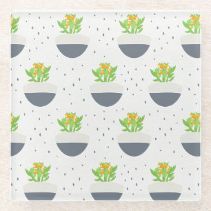 Dessous-de-verre En Verre Succulent Kalanchoe Plante maman Motif