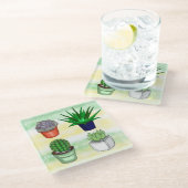 Dessous-de-verre En Verre Succulents à main (Incliné)