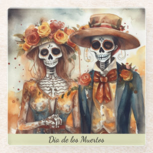 Dessous-de-verre En Verre Sugar Skull Sweethearts, personnalisé