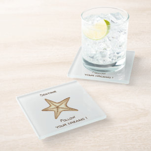 Dessous-de-verre En Verre Suivez vos rêves aquarelle Seatime Étoile de mer