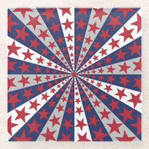 Dessous-de-verre En Verre Sunburst patriotique : Drapeau américain