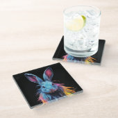 Dessous-de-verre En Verre Superbe Lapin Bleu en feu (Incliné)