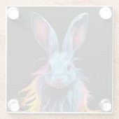 Dessous-de-verre En Verre Superbe Lapin Bleu en feu (Dos)