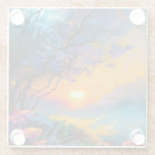 Dessous-de-verre En Verre Superbe lever de soleil sur l'étang (Dos)