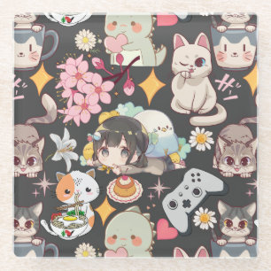 Dessous-de-verre En Verre Surcharge de l'animal Motif D Grey BG