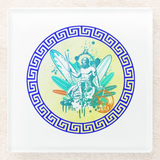 Dessous-de-verre En Verre Surf Poseidon (Devant)