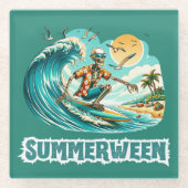 Dessous-de-verre En Verre Surf Skeleton Summerween Beach Vibes (Devant)