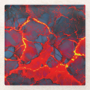Dessous-de-verre En Verre Surface de lave chaude (style 1) peinture à l'huil