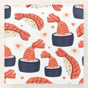 Dessous-de-verre En Verre Sushi Japonais nourriture Motif sans soudure