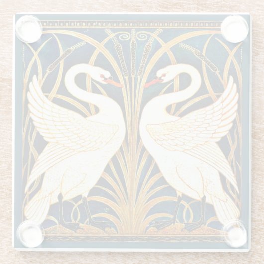Dessous-de-verre En Verre Swan et Rush et Iris (Dos)