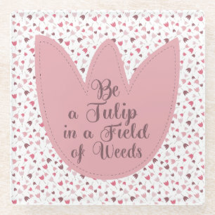 Dessous-de-verre En Verre Sweet Simple Tulip Motif rose, toutes les directio