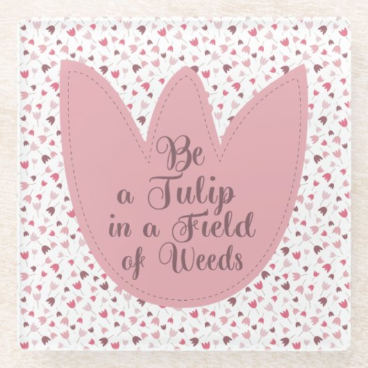 Dessous-de-verre En Verre Sweet Simple Tulip Motif rose, toutes les directio (Devant)