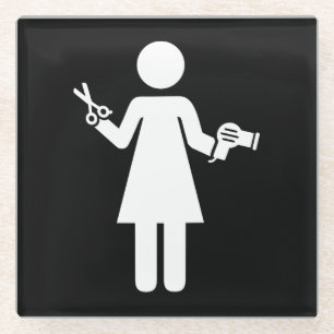 Dessous-de-verre En Verre Symbole coiffeur