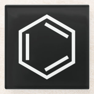 DESSOUS-DE-VERRE EN VERRE SYMBOLE D'ANNEAU BENZENE