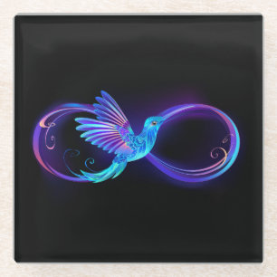 Dessous-de-verre En Verre Symbole de Neon Infinity par Glowing Hummingbird