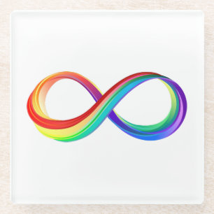Dessous-de-verre En Verre Symbole d'infinité arc-en-ciel stratifié