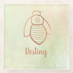 Dessous-de-verre En Verre SYMBOLE rose D'Abeille D'Or