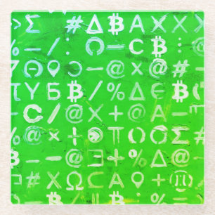 Dessous-de-verre En Verre Symboles de Bitcoin (Bright Profit Green - 8)