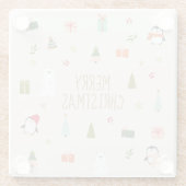 Dessous-de-verre En Verre Symboles de Noël mignons (Dos)