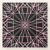 Dessous-de-verre En Verre Symétrie géométrique rose et noir (Devant)