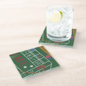 Dessous-de-verre En Verre Table Casino Craps avec chips et dés (Incliné)