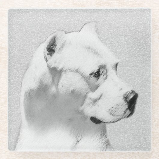 Dessous-de-verre En Verre Tableau Dogo Argentino - Art Chien original (Devant)