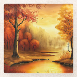 Dessous-de-verre En Verre Tableau Paysage Automne-87546