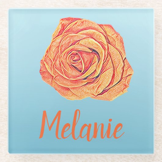 Dessous-de-verre En Verre Tangérine tropicale (Devant)