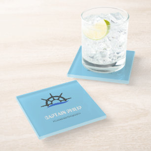 Dessous-de-verre En Verre Tapis de roue de navire de capitaine personnalisé