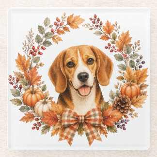 Dessous-de-verre En Verre Tapis de verre Couronne d'automne Beagle