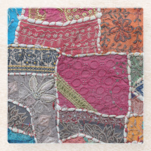 Dessous-de-verre En Verre Tapis en Patchwork coloré Détails du closeup