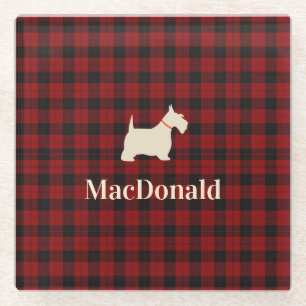 Dessous-de-verre En Verre Tartan écossais Scotty   personnalisé