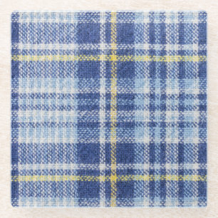 Dessous-de-verre En Verre Tartan jaune bleu : Plaid tendance