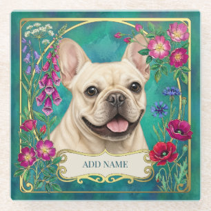 Dessous-de-verre En Verre Tasse personnalisée Bouledogue français crème Coas