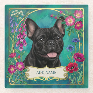 Dessous-de-verre En Verre Tasse personnalisée Bouledogue français noir sur d