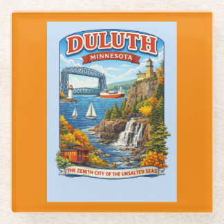 Dessous-de-verre En Verre Tasse souvenir de Duluth Minnesota – Lac Supérieur