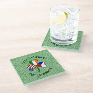 Dessous-de-verre En Verre Tchèque Irlande États-Unis Trèfle Drapeau Personna