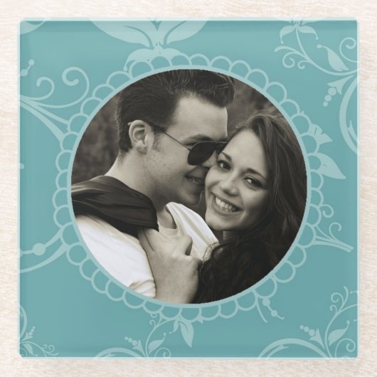 Dessous-de-verre En Verre Teal floral (Devant)