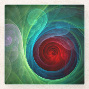 Dessous-de-verre En Verre Tempête rouge Floral Art moderne Abstrait Motif co