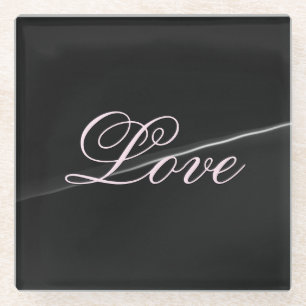Dessous-de-verre En Verre Tendance gris foncé Wave Love Mariage Calligraphie