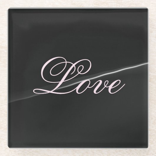 Dessous-de-verre En Verre Tendance gris foncé Wave Love Mariage Calligraphie (Devant)