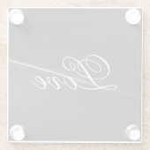 Dessous-de-verre En Verre Tendance gris foncé Wave Love Mariage Calligraphie (Dos)