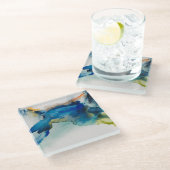 Dessous-de-verre En Verre Terrain Abstrait - Bleu (Incliné)